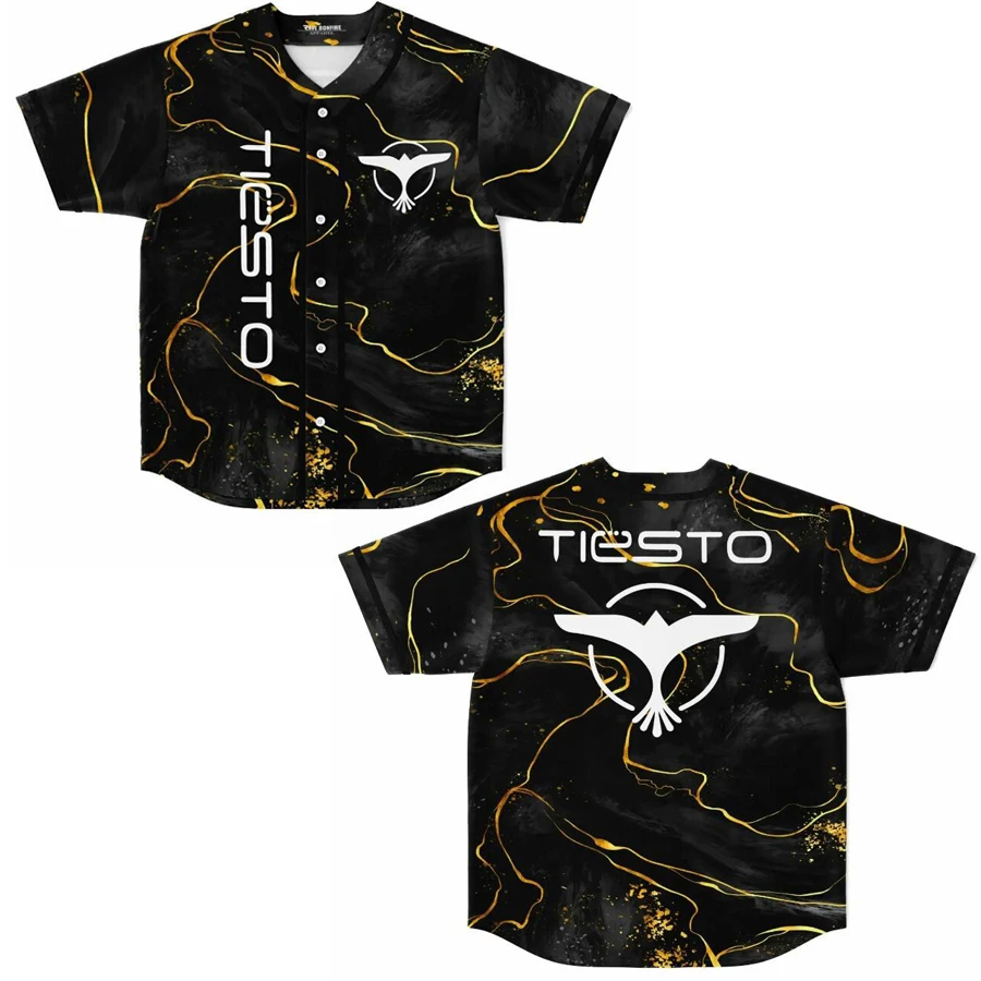 Tiesto Dj Merch Jersey Baseball Shirt V-Neck Short Sleeve Tee Shirt Women Men Streetwear Hip Hop Baseball Uniform Y2K Clothes