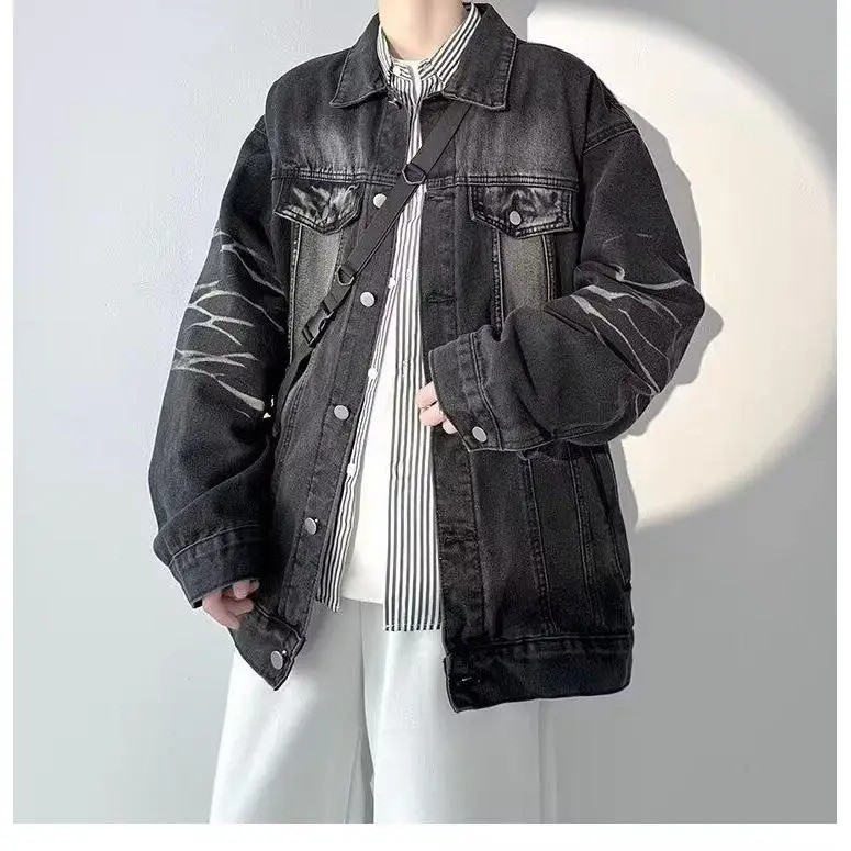 

Мужская куртка-пальто в стиле Harajuku: американский, японский и корейский тренд, свободный крой, весна-осень, бренд Sle Haome, стиль Hong Kong Sle