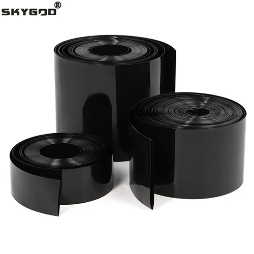 Paquete de batería Lipo de tubo termorretráctil de PVC, 1 ~ 20m, 18650, ancho negro, 7 ~ 155mm, funda de Cable, protección de envoltura de película aislante de litio