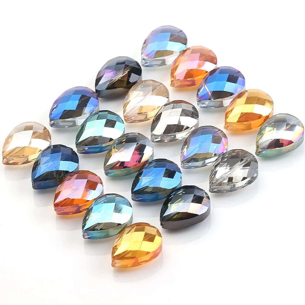 10 Pcs 13X18MM Crystal Drop Bead Pear Shape Jewelry Making Accessories Faceted Glass Teardrop Beads DIY Making Necklace Pendant