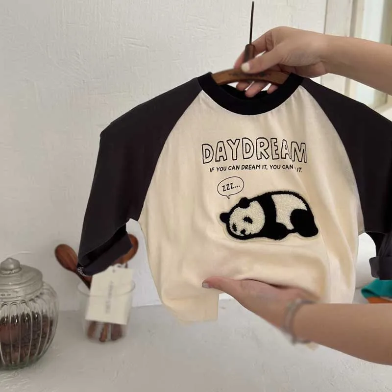 Spring Kids T-shirt Cartoon Embroidery Baby Tee Children Clothing Long Sleeve Cotton Shirt Infant Clothes for Boy Girl 0-13years