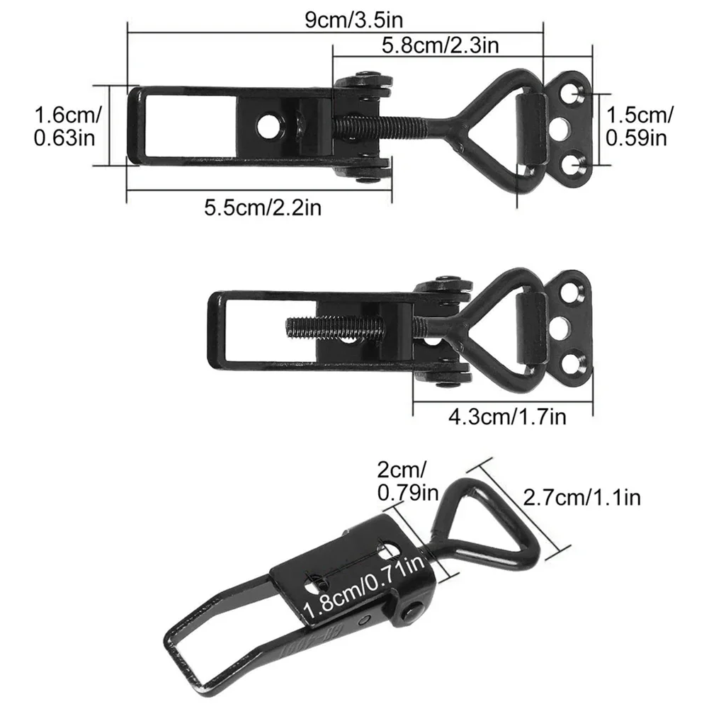 90x27mm Lockers Toggle Clamp Steel Hasp 220lbs Adjustable Black Plated Catch Clip High Carbon Steel Quick Fixture