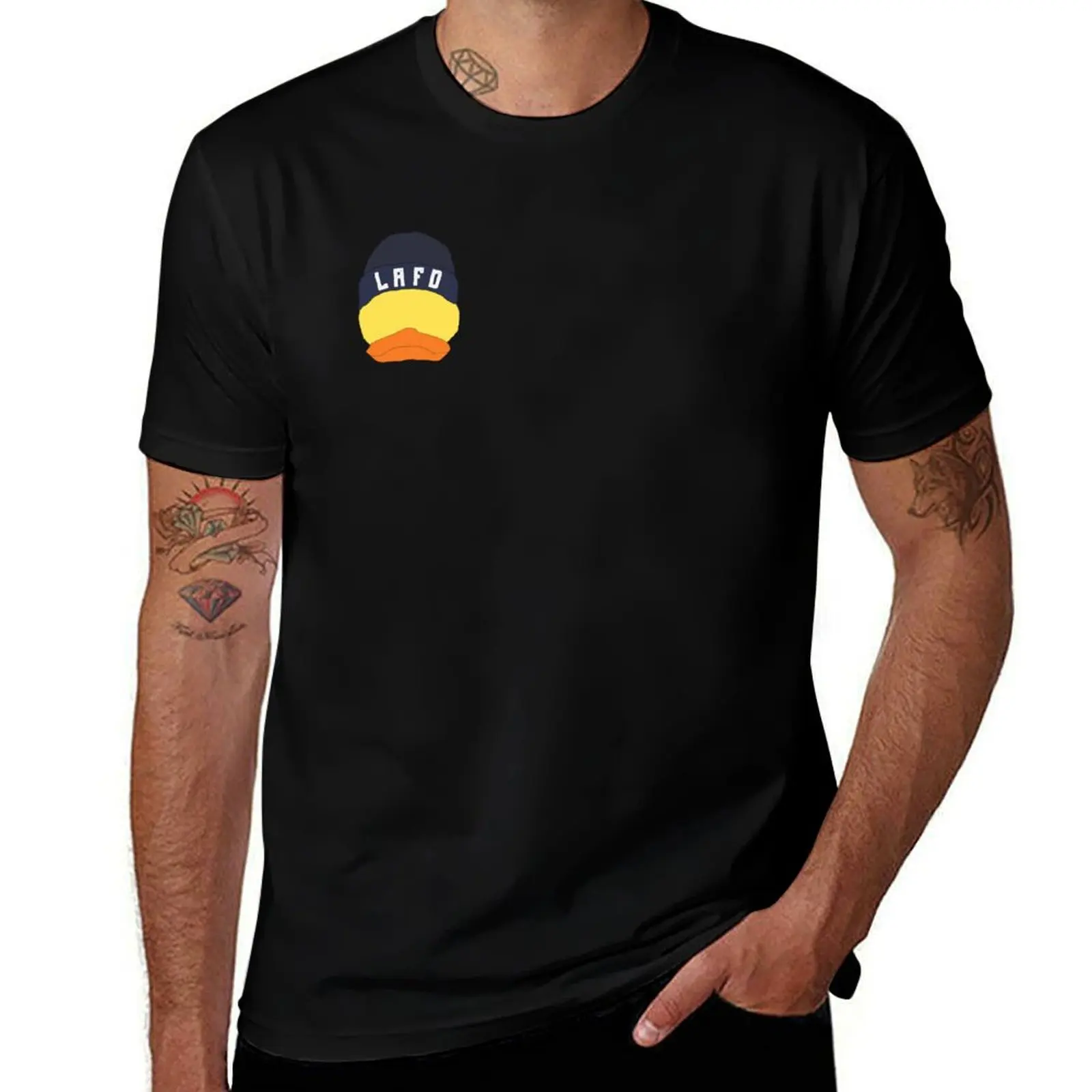 Футболка Quackity Duck LAFD Beanie, кавайная одежда, забавные футболки, блузка, мужские однотонные футболки
