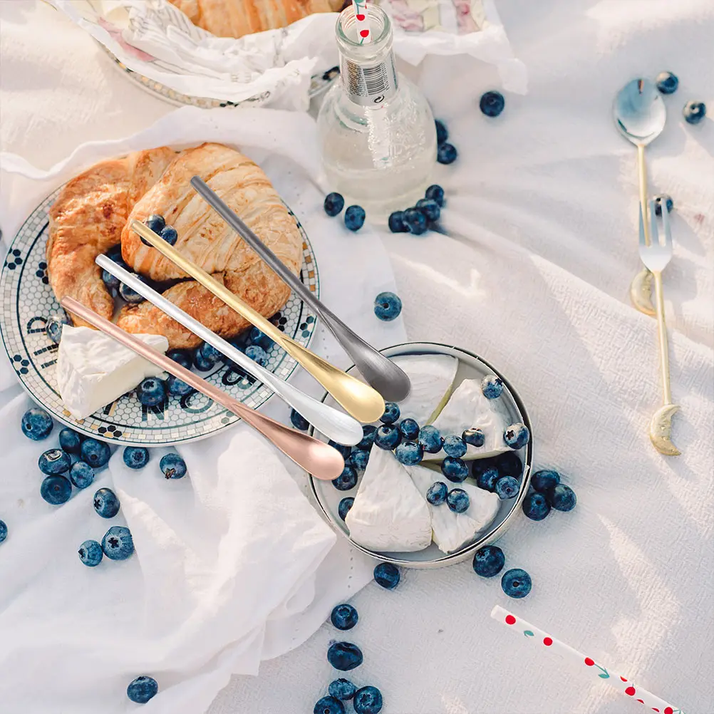 

4Pcs Coffee Stirring Spoons Stainless Steel Long Handle Mixing Spoons for Dessert Coffee Juice Milk Tea Shops Parties Bars