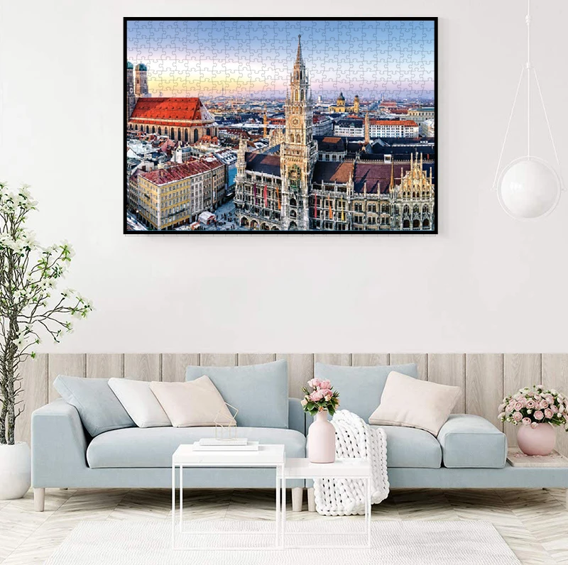 75*50cm Adult 1000PCS Paper Jigsaw Puzzle Landscape Puzzles Early Morning in Munich Stress Relief Educational Entertainment Toy