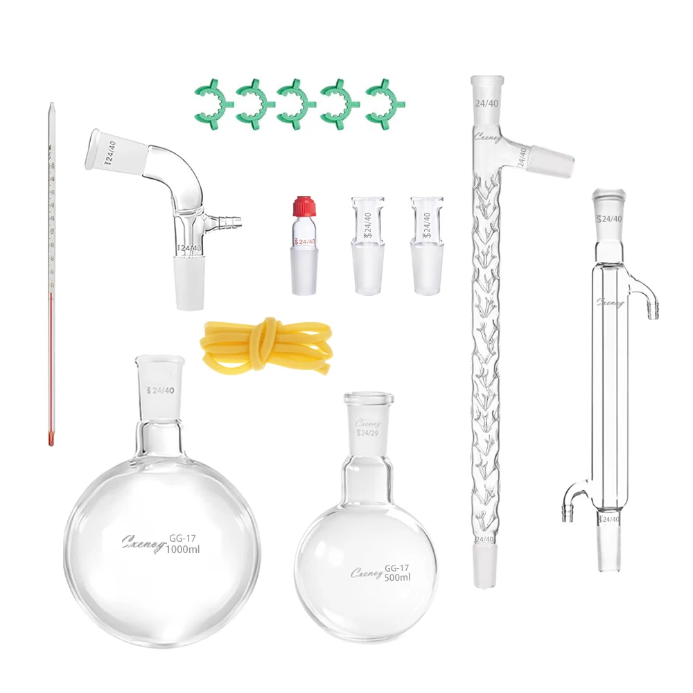 kit-de-15-piezas-de-aparatos-de-destilacion-de-vidrio-borosilicato-con-conexion-24-40-para-extraccion-de-aceites-esenciales-experimentos-de-quimica-organica-en-laboratorio