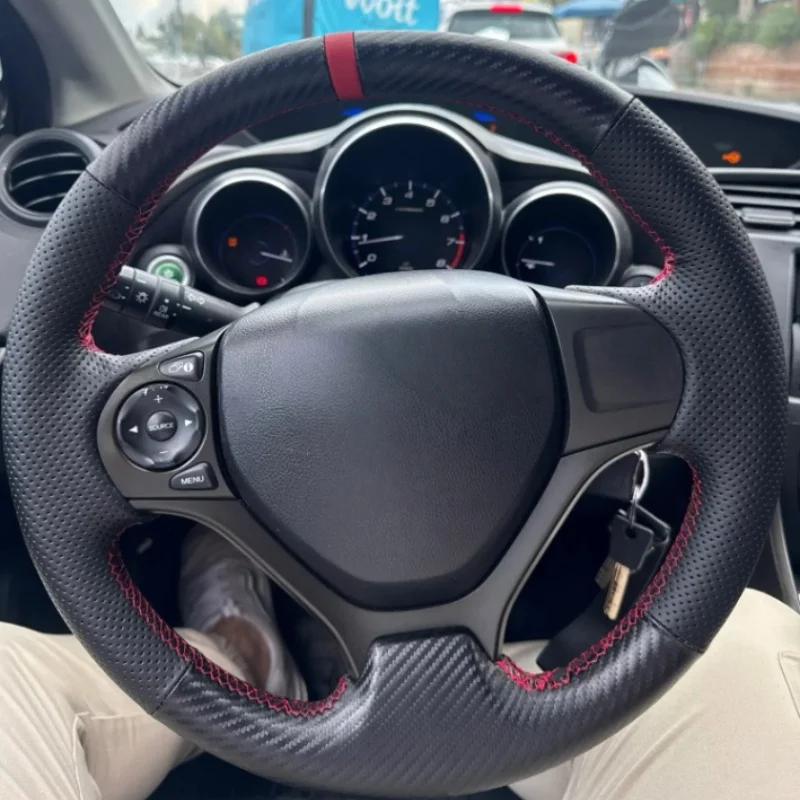 Accessoires intérieurs de voiture en cuir et fibre de carbone personnalisés DIY pour Honda Civic 9 2012 2013 2014 2015, couvre-volant