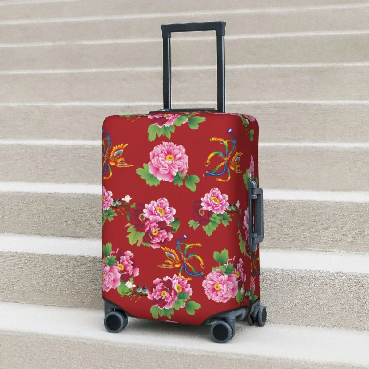 

Dongbei Big Flower Suitcase Cover Flight Chinese Style Strectch Luggage Supplies Cruise Trip Protector