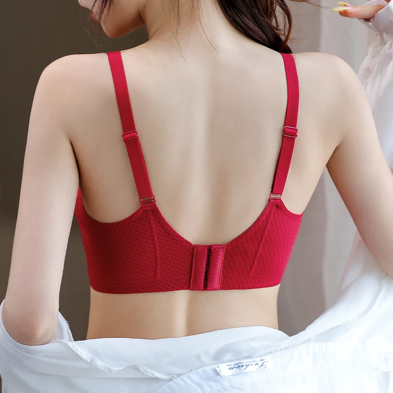 Lingerie Women\'s Small Chest Gathering Soft Support Honeycomb Fixed CupThin Traceless Beauty Back Bra 2024 New Fall winter