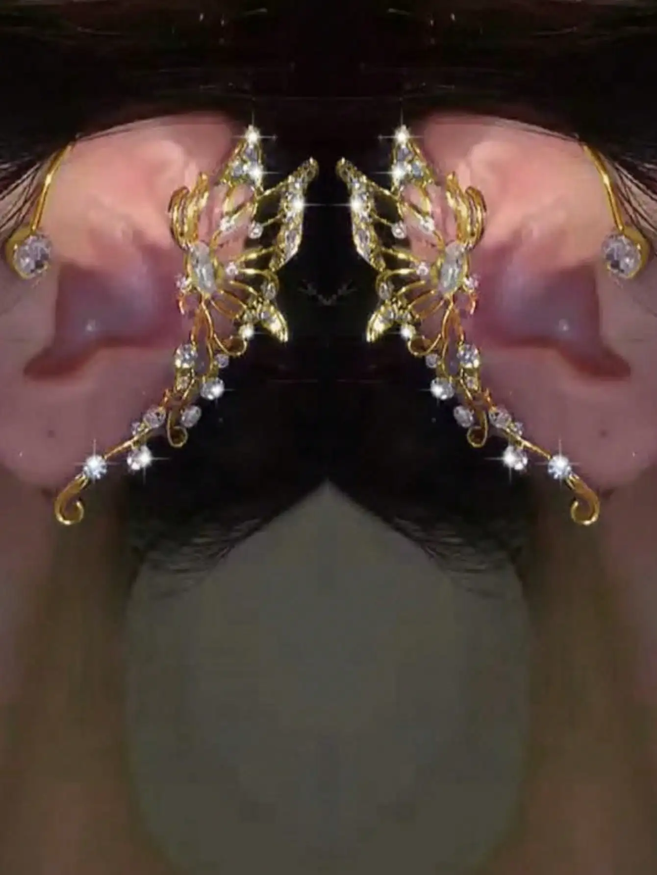 

2 пары блестящих сережек-клипс в виде бабочек для женщин, роскошные серьги-манжеты с камнями