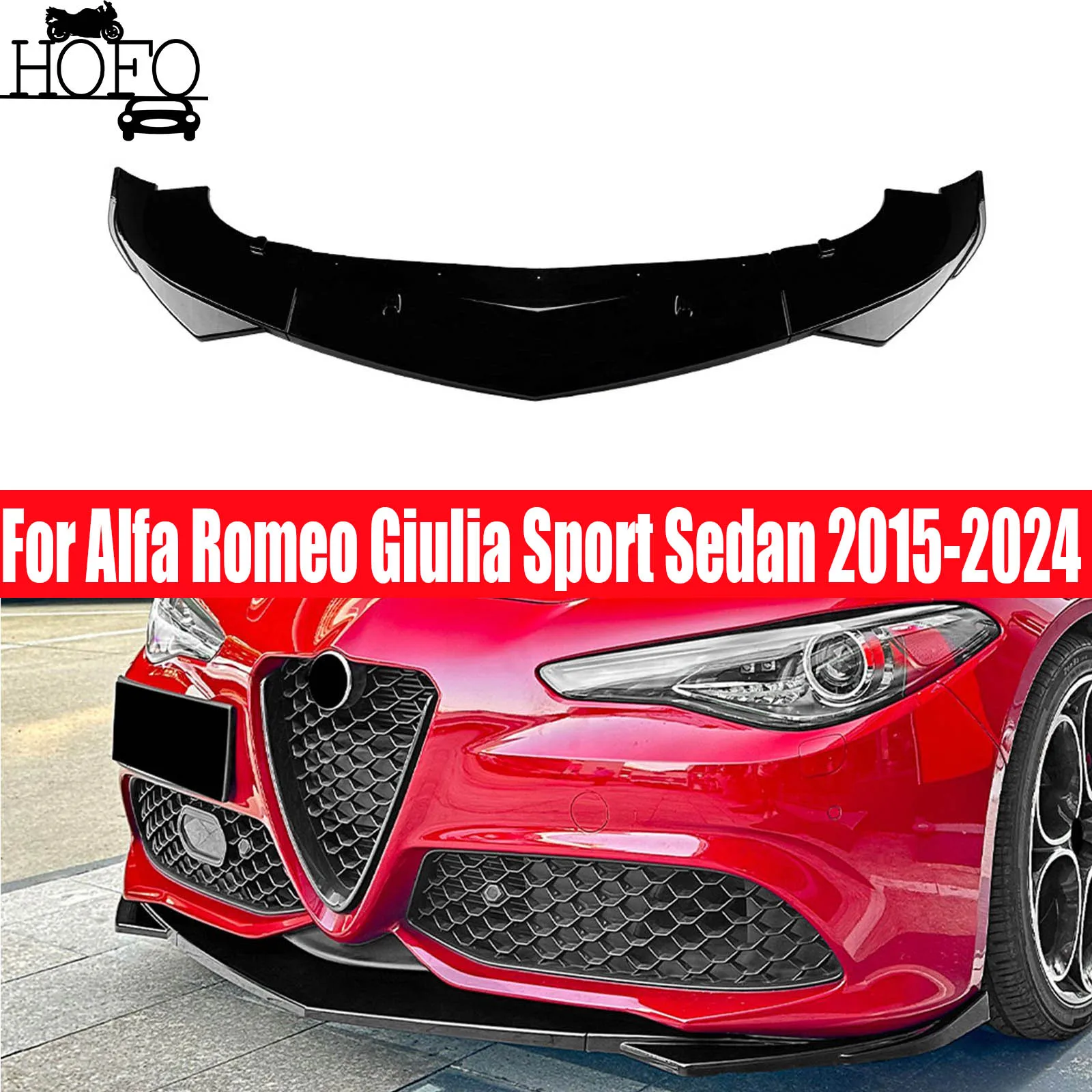 

Front Bumper Lip Chin Spoiler For Alfa Romeo Giulia Sport Sedan 2015-2024