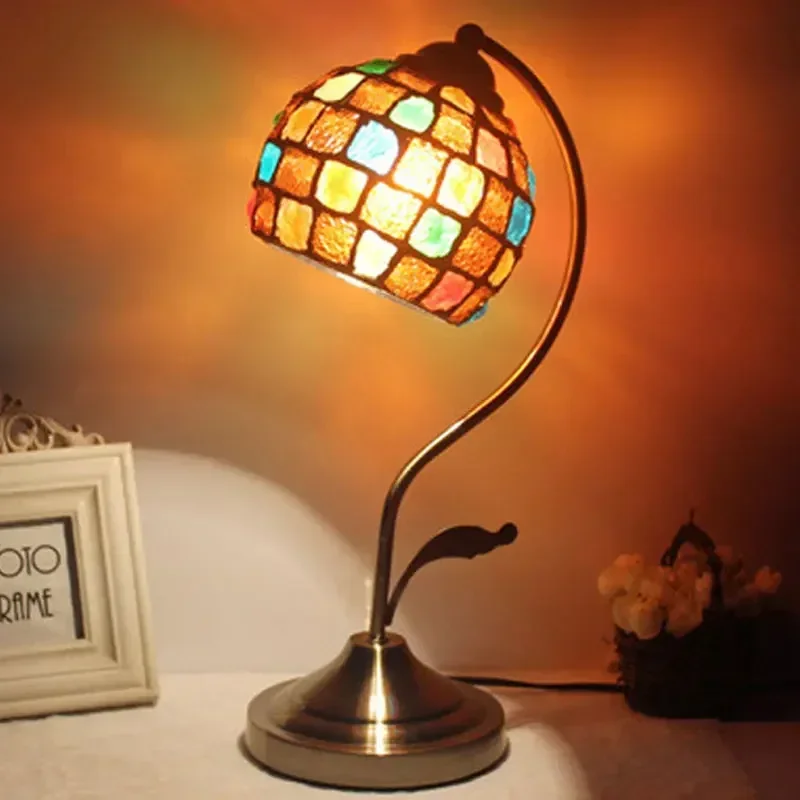 Handmade Glass Table Lamp Turkish Mosaic Home  luminaria Decor Living Room Bedroom Nightstand Desk Lights LED Lighting Fixtures