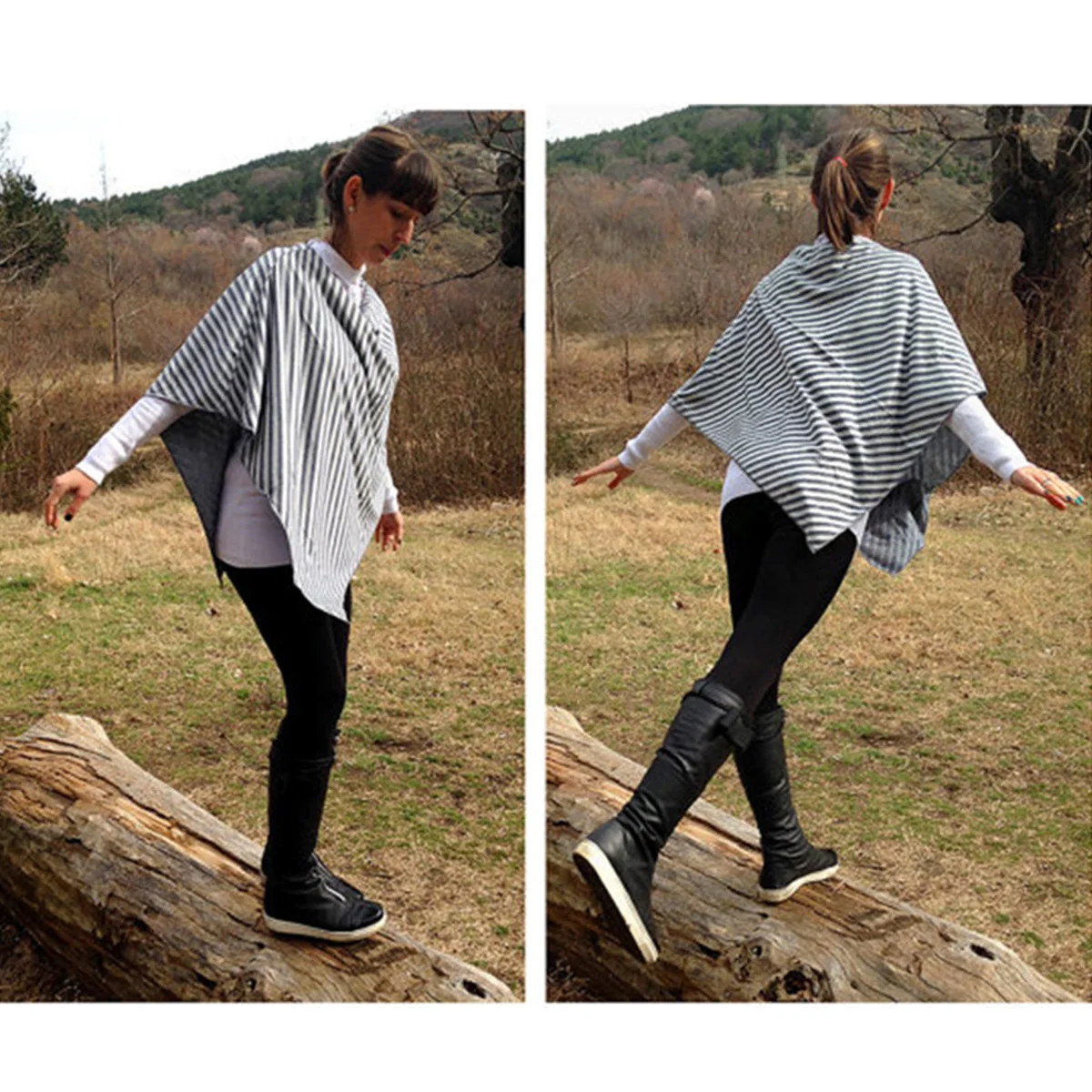 

Striped Triangle Nursing Cover For Outdoor Breastfeeding Modal Scarf Stroller Cover Comfortable Lightweight Skin-Friendly