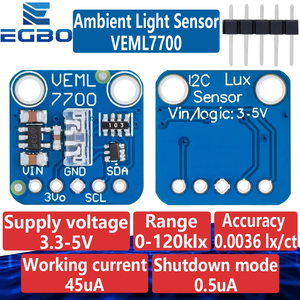 VEML7700 Ambient Light Sensor Module 120k Lux Light measuring Sensor Board 3.3V 5V I2C IIC Interface for Arduino Raspberry Pi