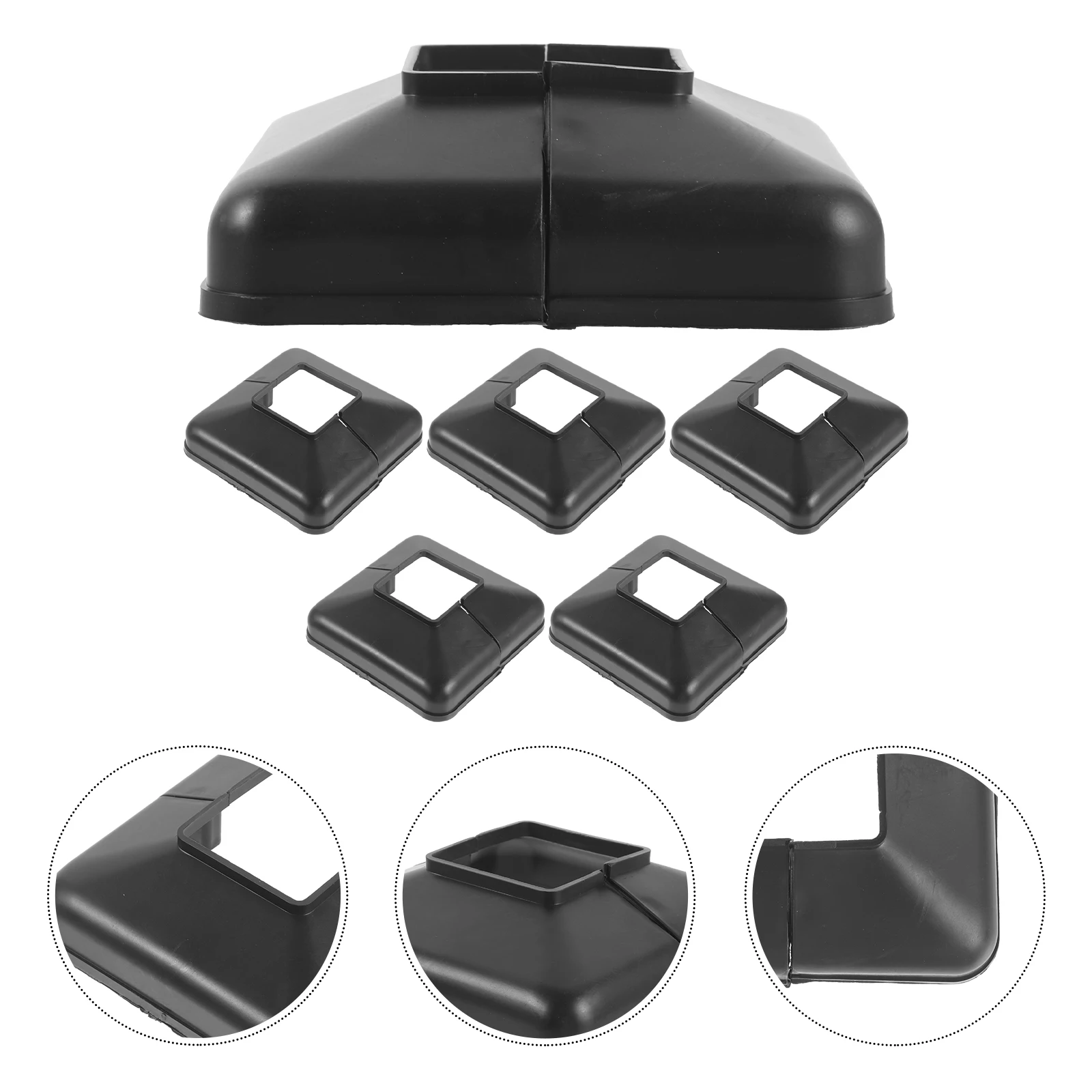 

6pcs Vinyl Caps Split Design Outdoor Railing Protection Plastic Skirt For Balcony Stairs Railings Fence Post Covers