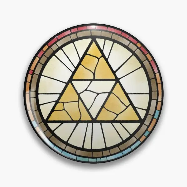 Triforce Stained Glass  Soft Button Pin Women Hat Brooch Creative Lapel Pin Clothes Jewelry Decor Fashion Gift Lover Cartoon