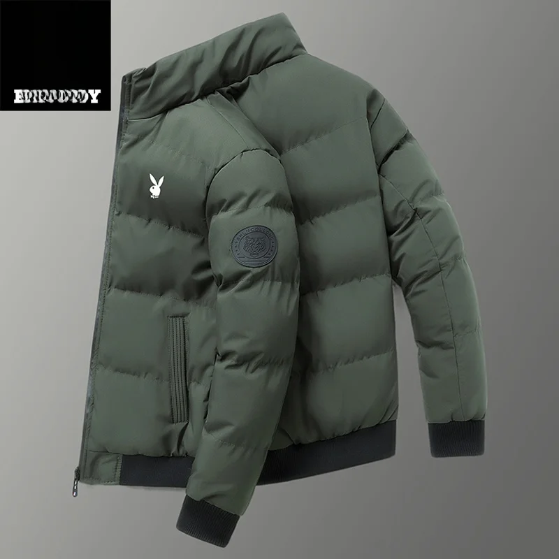  Men's ort Thiened Winter Jaet 2024 New Sle Stand Collar Warm Coat Autumn Winter Outerwear Polyester Elastic F...