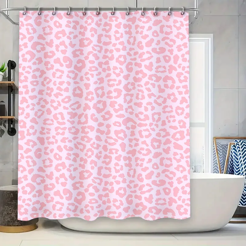 Rosa Duschvorhang mit Leopardenmuster, Heimdekoration, Badezimmerzubehör, moderne Dekoration, wasserdichte Badetarpaulin, mehrere Größen