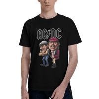 Playera Rock Band T-Shirt for Men AC/DC Vintage 100% Cotton Tee Shirt Round Collar Short Sleeve T Shirts Printed Tops