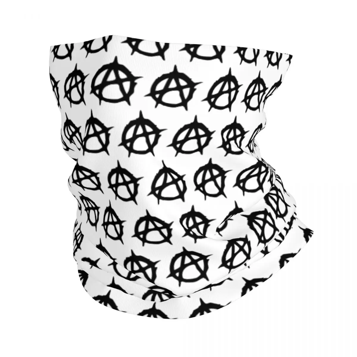 Custom Anarchy Symbol Neck Gaiter Men Women Windproof Winter Bandana Scarf for Cycling