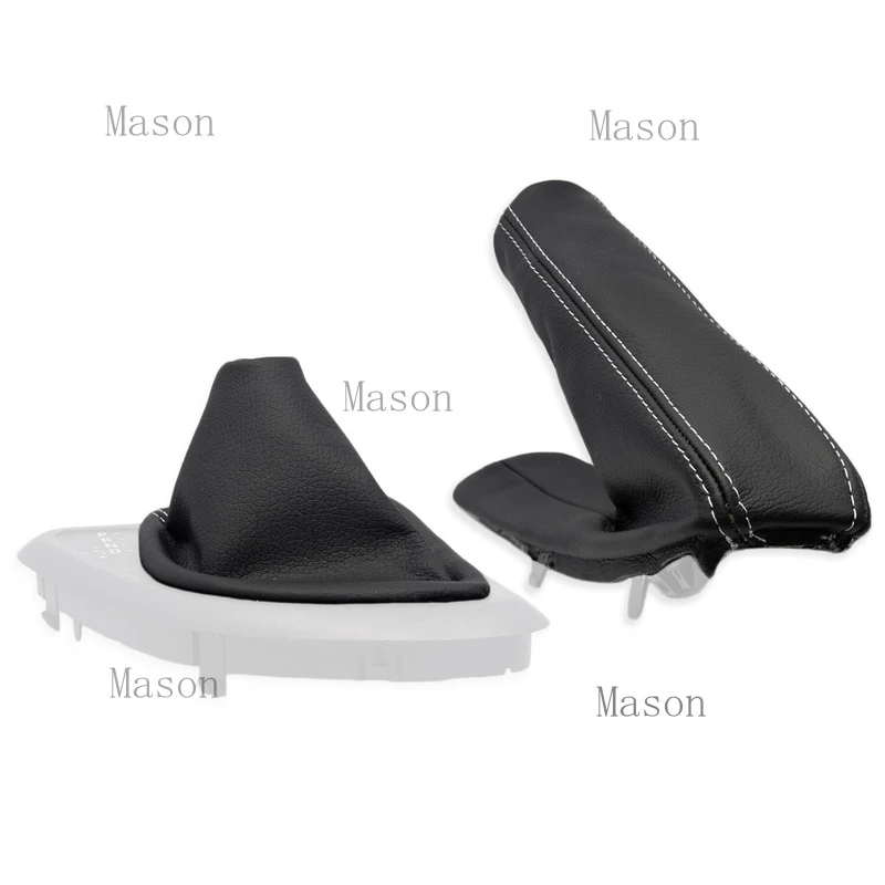 R+ Подходит для BMW E81 E82 E87: чехол рычага автоматической коробки передач + кожаный чехол ручного тормоза, белый.