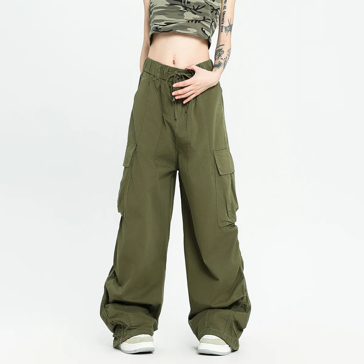 OR FL Cleanfit American Retro 100 Cotton Women Cargo Trousers Women's Staraight Trendy Brand Versatile Wide Leg Pants Y2k Slacks