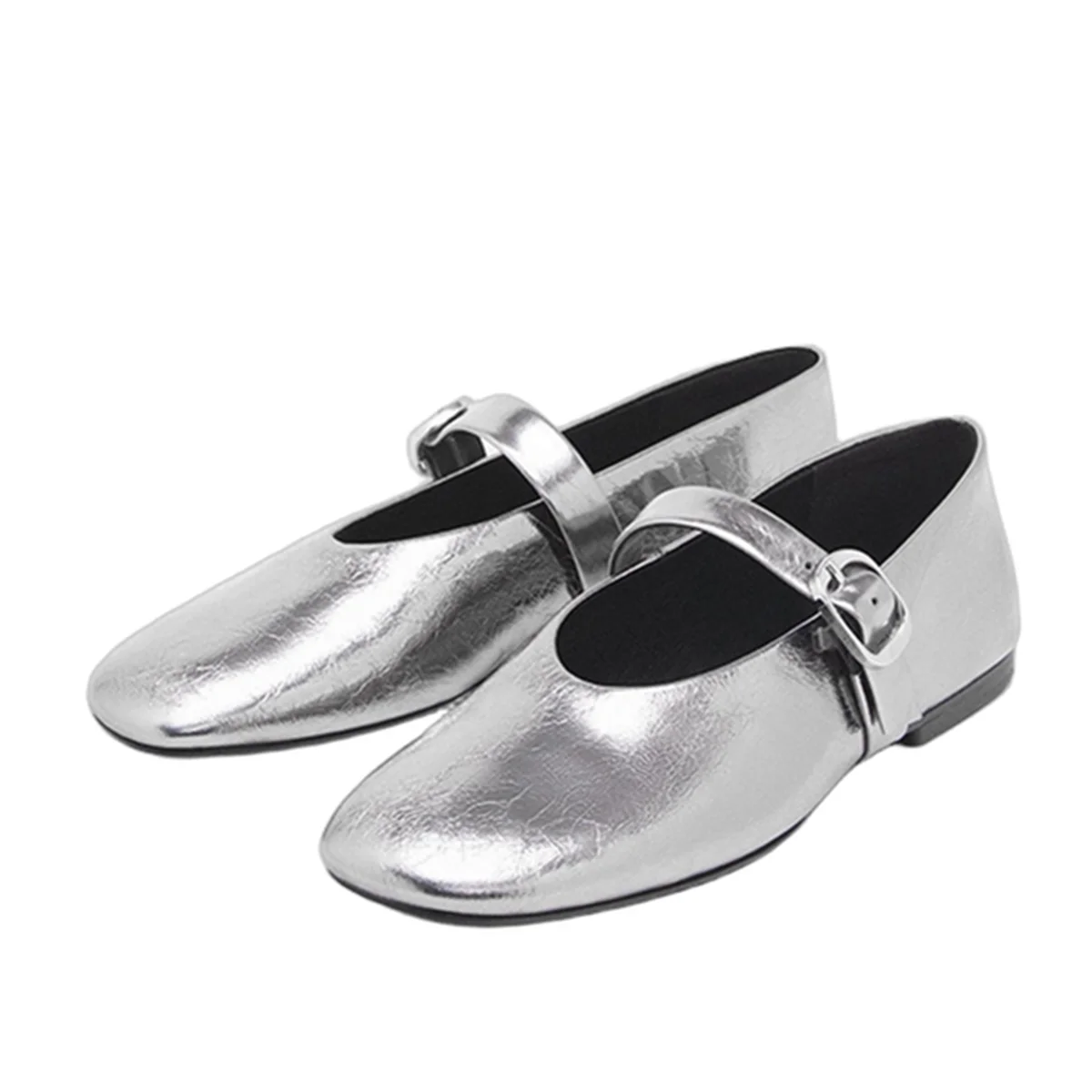 

Dave&Di French Fashion Ladies Elegant Granny Flat Shoes Retro Silver Mary Jane Loafers Shoes Women Minimalist Summer Shoes
