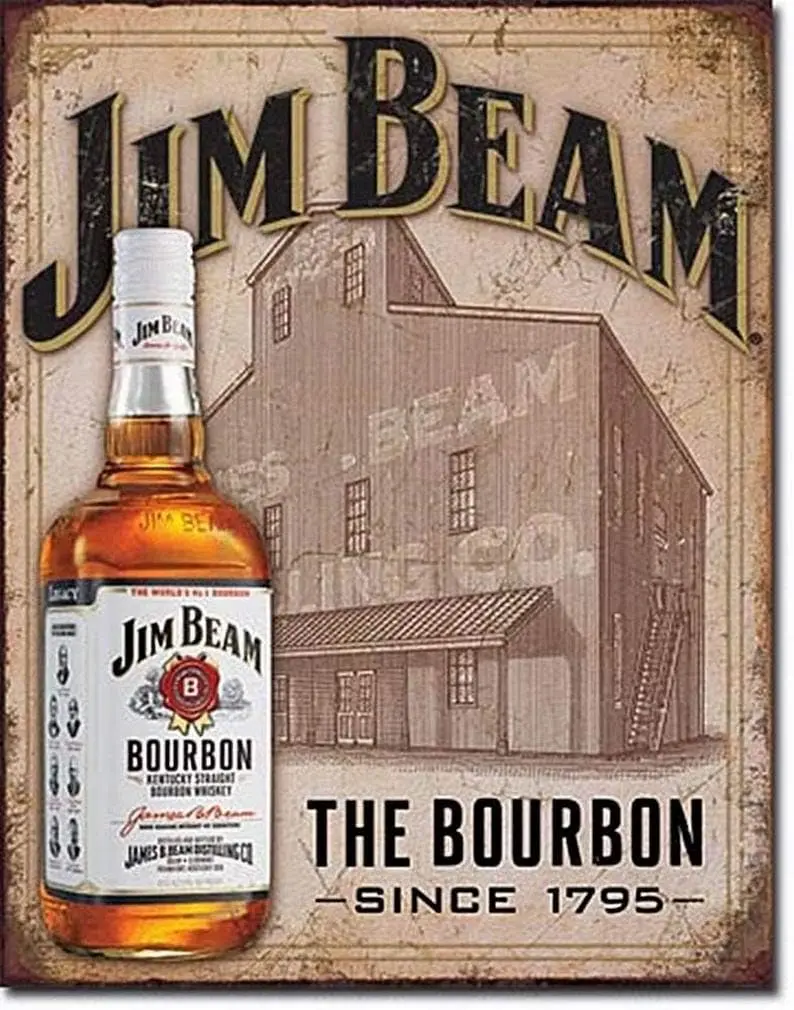 Jim Beam - Still House Tin Metal Sign 12 X 8In Vintage Wall Decor Art