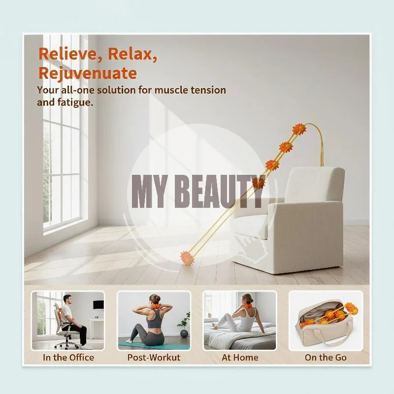 Pull Back Handheld Shoulder Massager Roller Portable Manual Tool Relax Back Neck Muscle for Travel