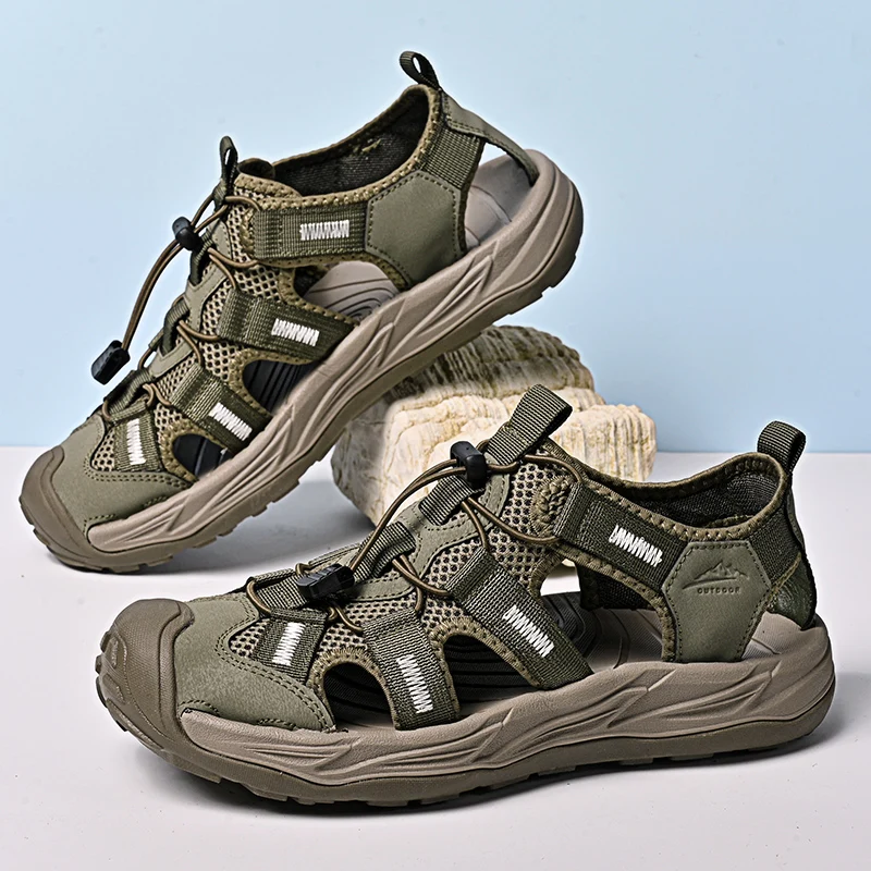 

Breathable Open Mesh Mens Leisure Trainers Summer Flexible Rubber Outsole Anti Abrasion Daily Walking Footwear