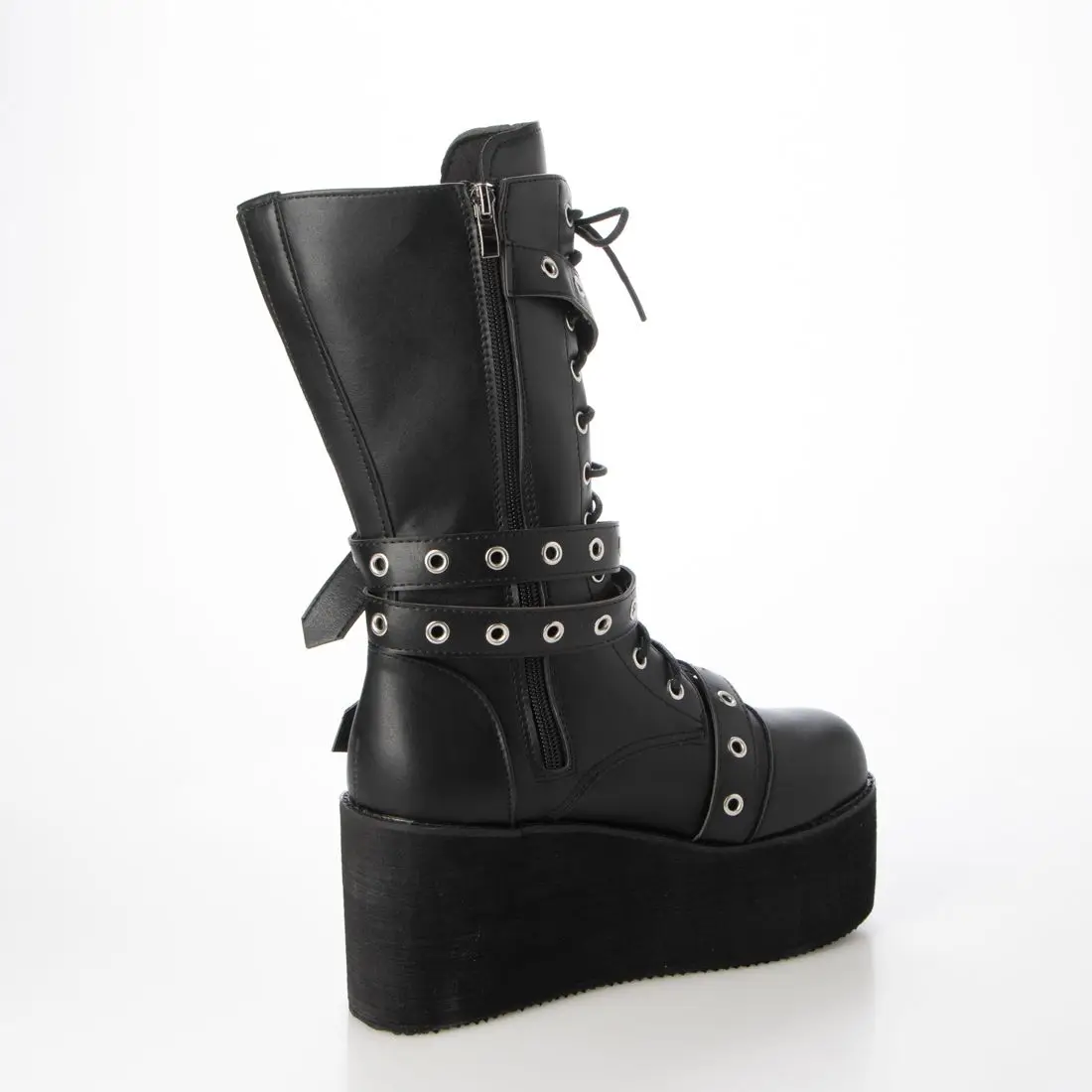 Women Goth Winter 39 Studded Punk Chunky Knee High Heels Round Head Platform Leather Y2k Boots Ladies Shoes On Offer