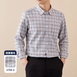 S-5XL Pure Cotton Flannel Men's Plaid Shirts Long Sleeve Single Pocket Casual Thick Soft Cozy Brushed Shirts Blouse Men Clothing