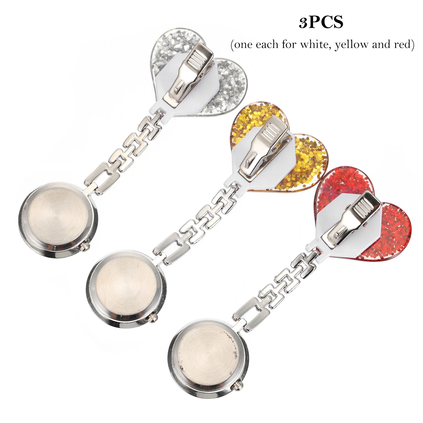 

3Pcs Nurse Hanging Watch Clip-on Durable Alloy Glass Nurse Pocket Watch Accurate Timekeeping for Nurses Doctors