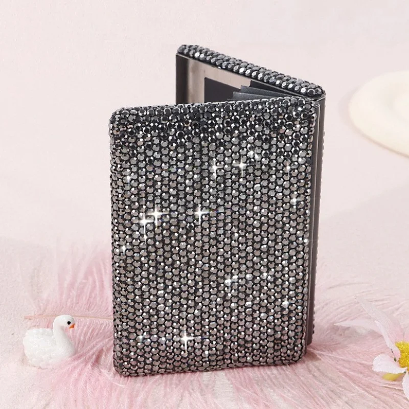 Personalized black credit card box Artificial diamond ultra-thin portable bank card holder card storage box