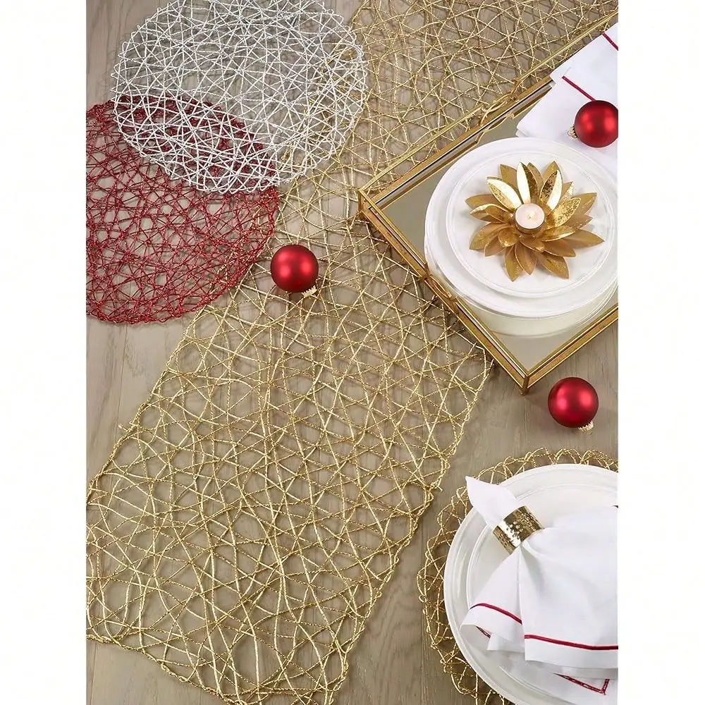 

LIFESTYLE Intricate Wire Nest Placemat Set Of 4, 15inch, Gold,Gold