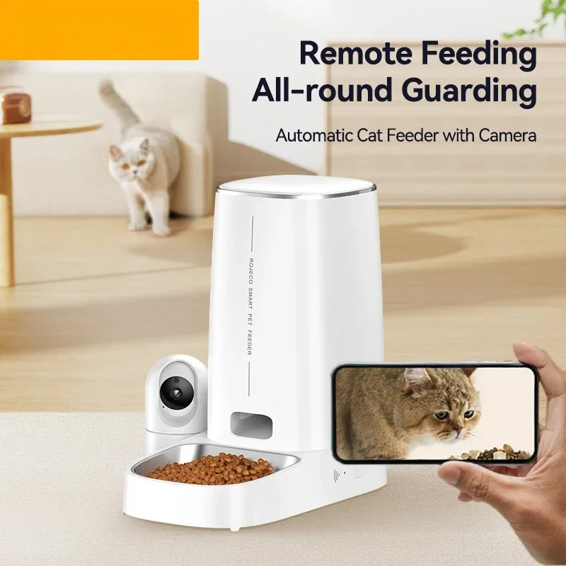 

4L WiFi Automatic Cat Feeder With Camera Video Cat Food Dispenser Pet Smart Voice Calling Auto Feeder For Cats Dogs Pet