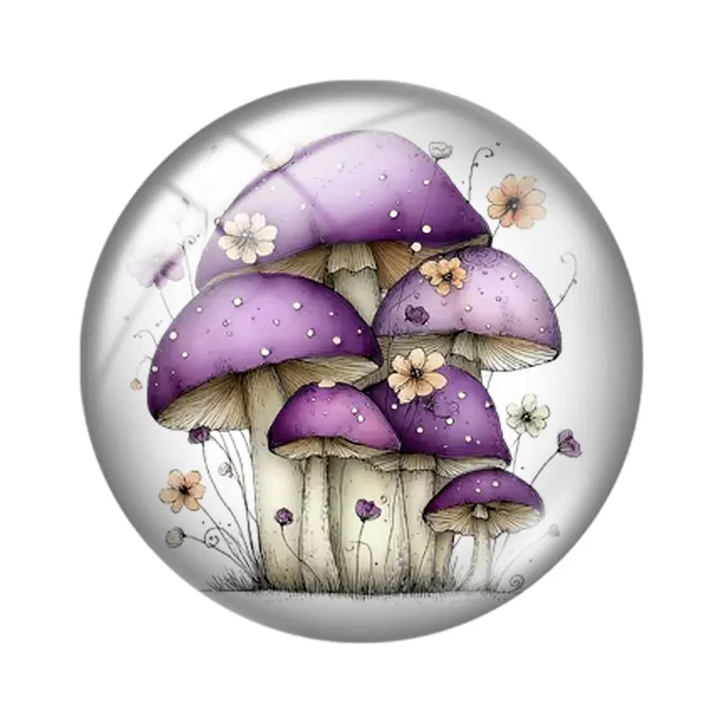 Whimsical Summer Purple Mushroom  12mm14mm/18mm/20mm/25mm/30mm Round photo glass cabochon demo flat back Making findings view 5