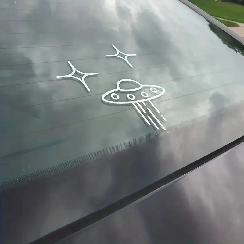 UFO Car Stickers Space Alien Vinyl Decals Car Window Door Windshield Interior Stickers Waterproof PVC Die Cut Decal.