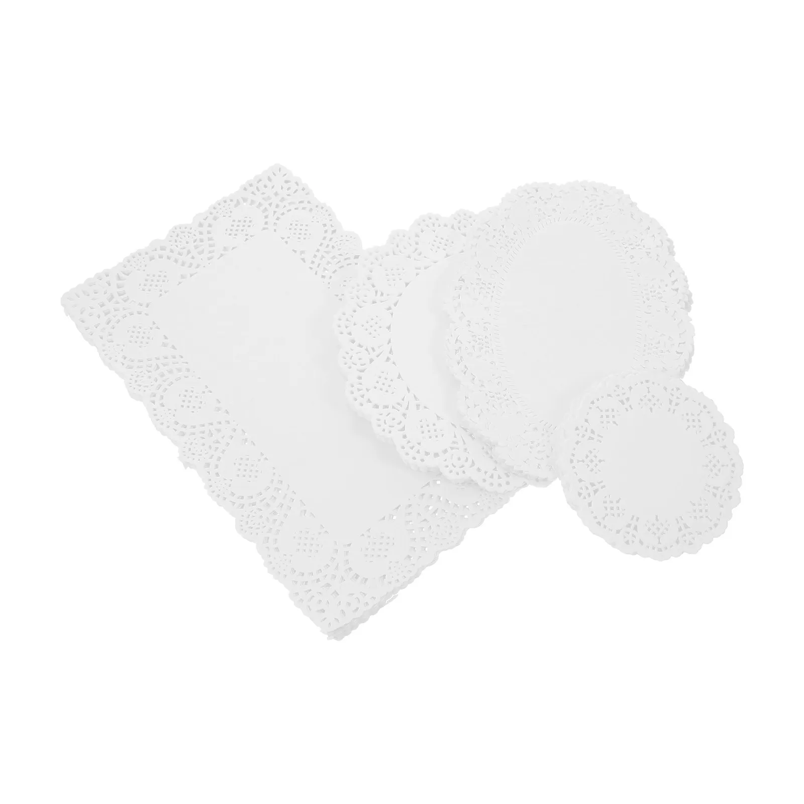 

400Pcs Baking Oil Absorbent Paper Pads Assorted Sizes Thick Round Lace Paper Doilies Disposable Kitchen Placemat Snack Cake