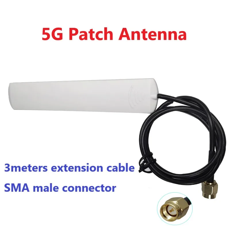 GWS  5G 600-6000mhz white patch Antenna High gain 8dbi connector SMA male 3Meters cable for wlan wifi 5g Router repeater antene