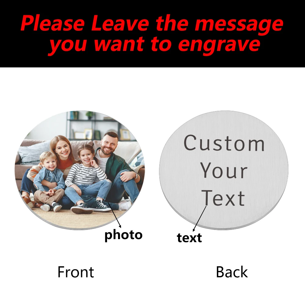 Customized Photo Coin with Your Text Personalised Double Sided Pocket Token Memorial Gift for Family Friend Lover Creative Coins