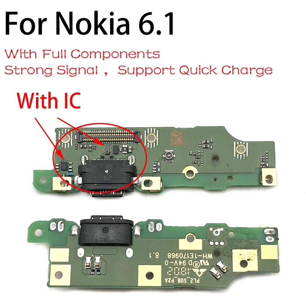 Puerto de carga USB, Conector de base, placa de micrófono, Cable flexible para Nokia 6, 7 plus, 5,1, 6,1, 7,1, 8,1 Plus, X5, X6, X7