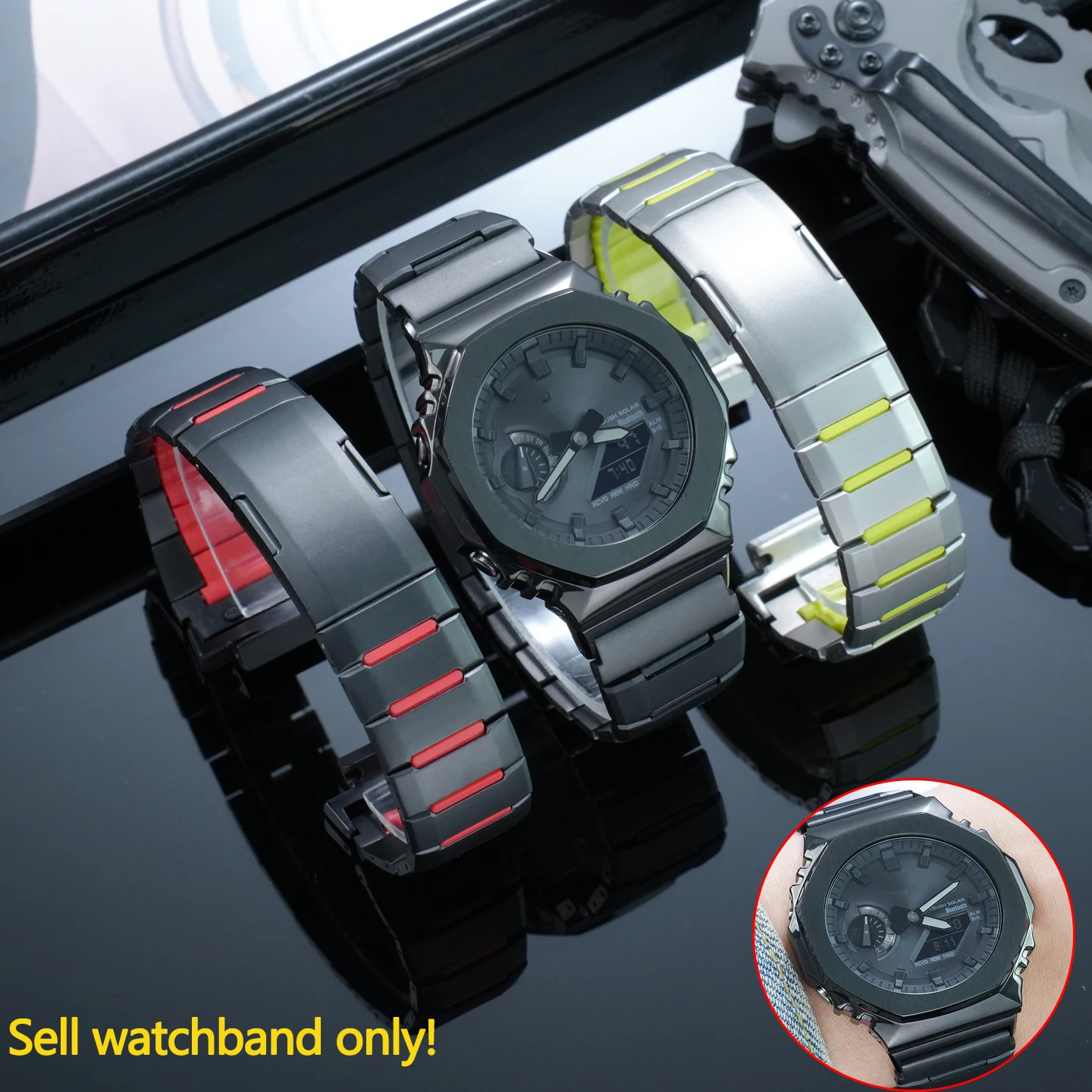 Stainless Steel watch band For Casio watch GM-2100 GA-2100/2110 GA-B2100 GBM-2100 Modified metal Bracelet,mens waterproof strap