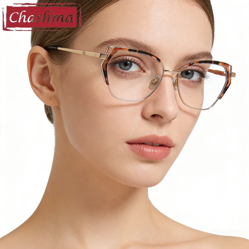 

Chashma Prescription Glasses Cat Eye Women Fashion Anti Blue TR90 Alloy Optical Eyeglasses Frames Spring Hinge Eyewear Spectacle