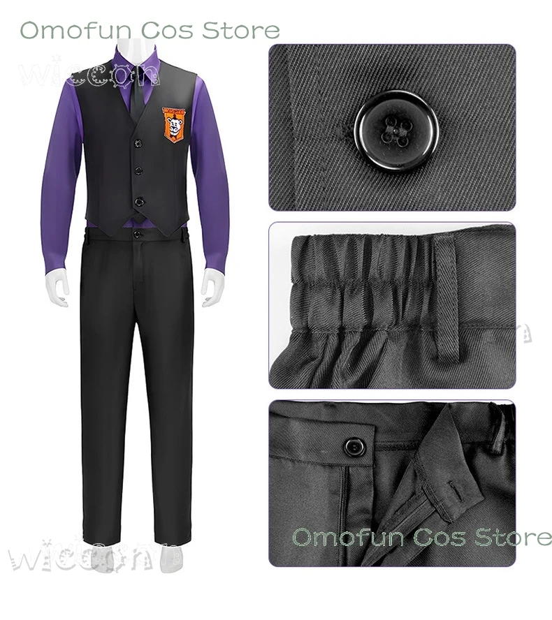 وليام أفتون تأثيري حلي FNaF الأرجواني الرجل زي خمس ليال/في فريدي الزي دوجين لعب الأدوار ملابس حفلات الهالوين