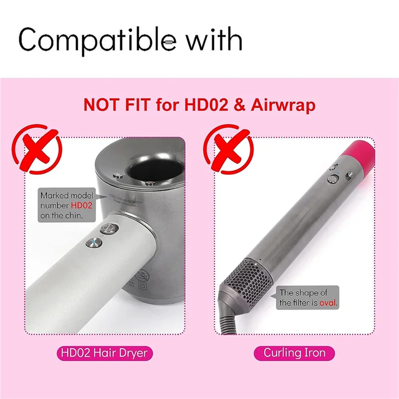 SANQ 2X فلتر داخلي لمجفف الشعر + قفص مرشح خارجي لنماذج مجفف الشعر دايسون HD01 HD03 HD08، مع فرشاة تنظيف الفلتر أ