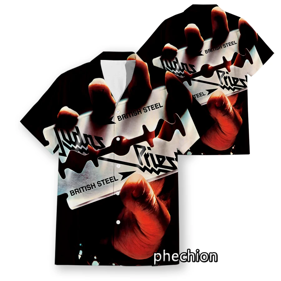 Phechion Hawaiian Short Sleeve Men\'s Shirt Judas Priest Rock Band 3D Printed Casual Shirts Fashion Men Tops W15