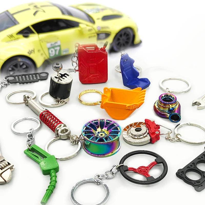 New fashion simulation car key chain brake disc shock absorber gearbox Pendant