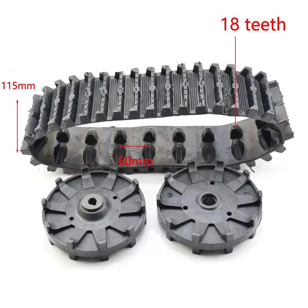 18T Rubber Track Drive Go Karting Electric Snow Muddy Blower Snowmobile Caterpillar Four Wheel Rubber Tracks Kids ATV UTV SUV