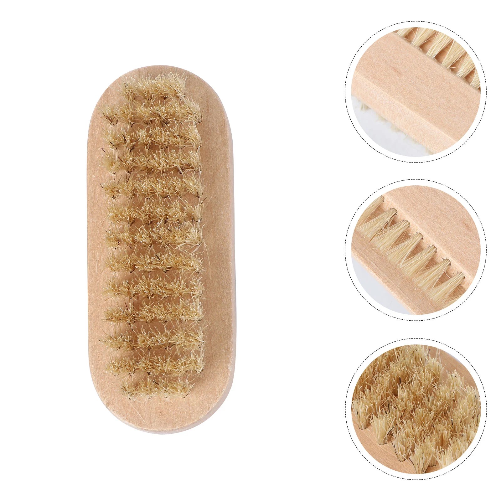 2 Pcs Nails Cleaning Brush Scrubber Manicure Tools Wooden Pedicure Two Sided Boar Bristle Hand Portable